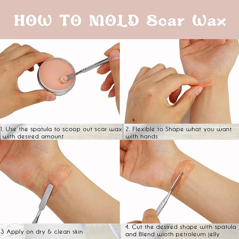 VERONNI Scar Wax Set & Scraper | Halloween SFX Fake Wounds SFX Modeling Wax QXL