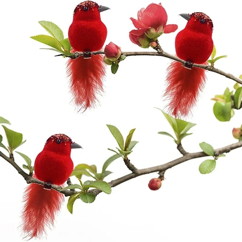 3-Pack Clip-On Cardinal Bird Ornaments | Christmas Tree Decor Christmas Bird Ornament QXL