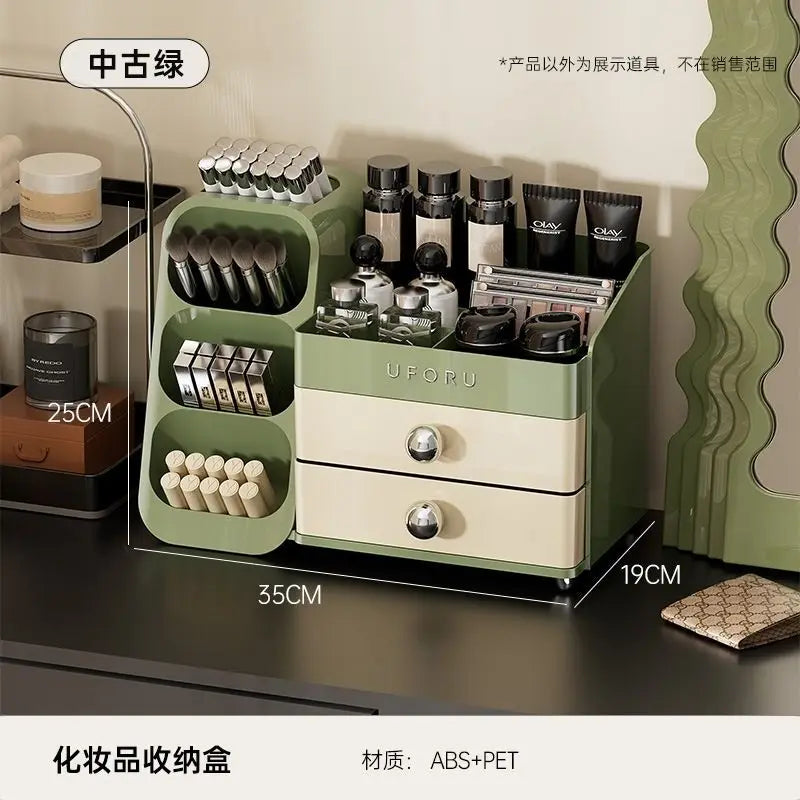 Large Acrylic Makeup & Skincare Storage Organizer | Vanity Makeup Storage Organizer QXL Vintage Green Desk