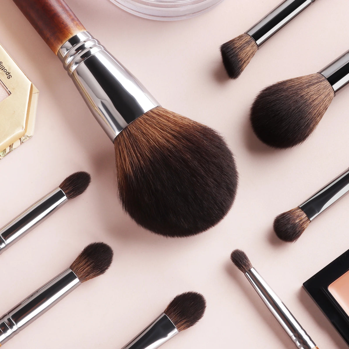 Ronshadow 8-Pc Makeup Brush Set | Wood Handle & Nylon Makeup Brush Set QXL