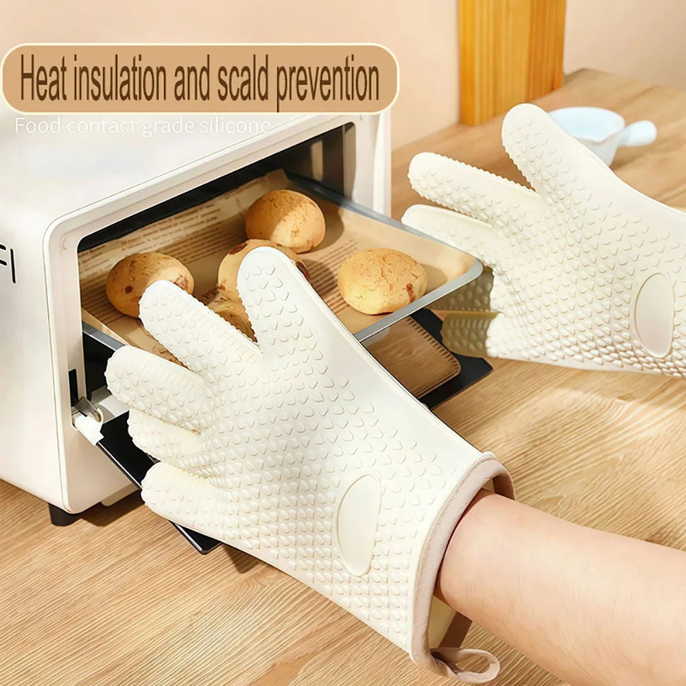 Silicone Five-Finger Oven Mitts | Non-Slip Kitchen Gloves Silicone Oven Mitts QXL