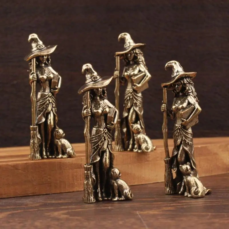 Magic Moon Witch Metal Figurine | Wizard Statue Home Decor Decorative Figurine QXL