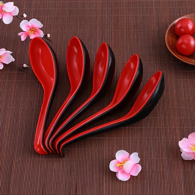 Japanese Melamine Soup Spoons | Ramen Pho Rice Spoon Set Melamine Soup Spoon QXL