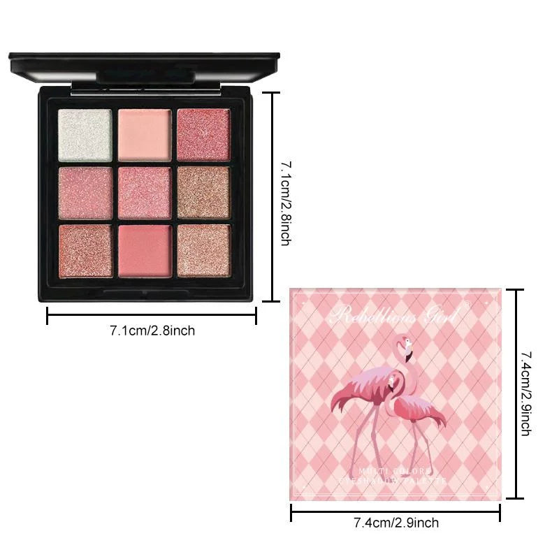 9-Color Pink Eyeshadow Palette | Matte Shimmer Nude Rose Eyeshadow Palette QXL