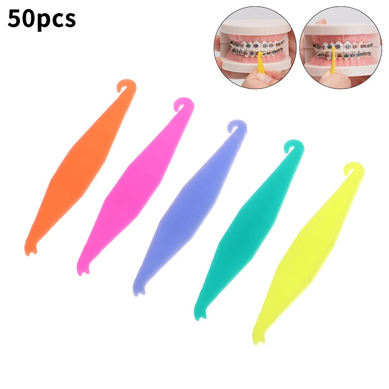 50-Pack Orthodontic Elastic Band Placers | Mixed Color Braces Orthodontic Elastic Placer QXL