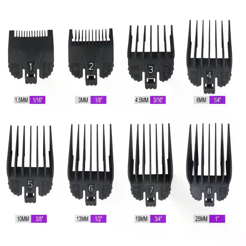 8-Piece Hair Clipper Guard Comb Set | Universal 1.5–25mm Clipper Guard Set QXL