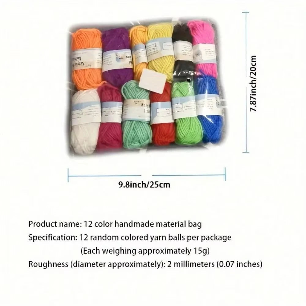 12-Color Kids Weaving & Crochet Yarn DIY Craft Kit Craft Yarn Kit QXL