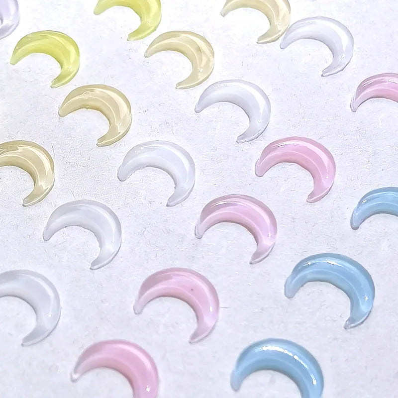50-Pack Crystal Moon Nail Art Charms | Kawaii Resin Rhinestones Nail Art Charms QXL