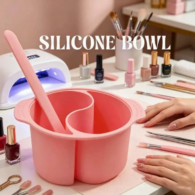 Silicone Dual-Compartment Nail Soak Bowl | Manicure Pedicure Nail Soak Bowl QXL