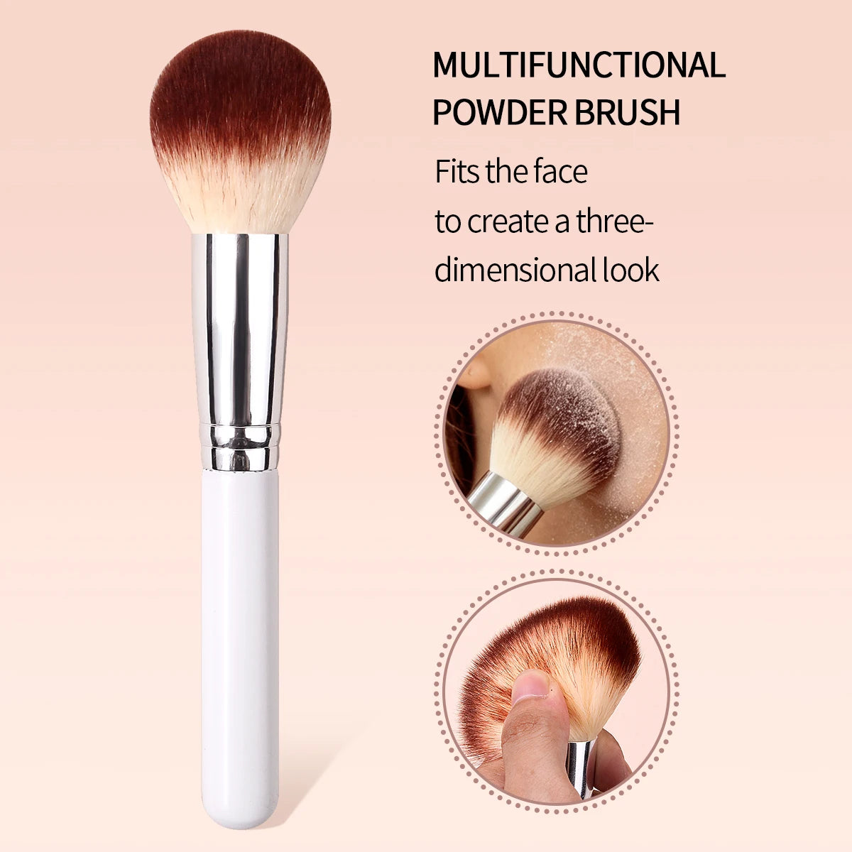KOSSHOW Fluffy Round Powder Brush | Blush & Contour Makeup Powder Brush QXL WHITE