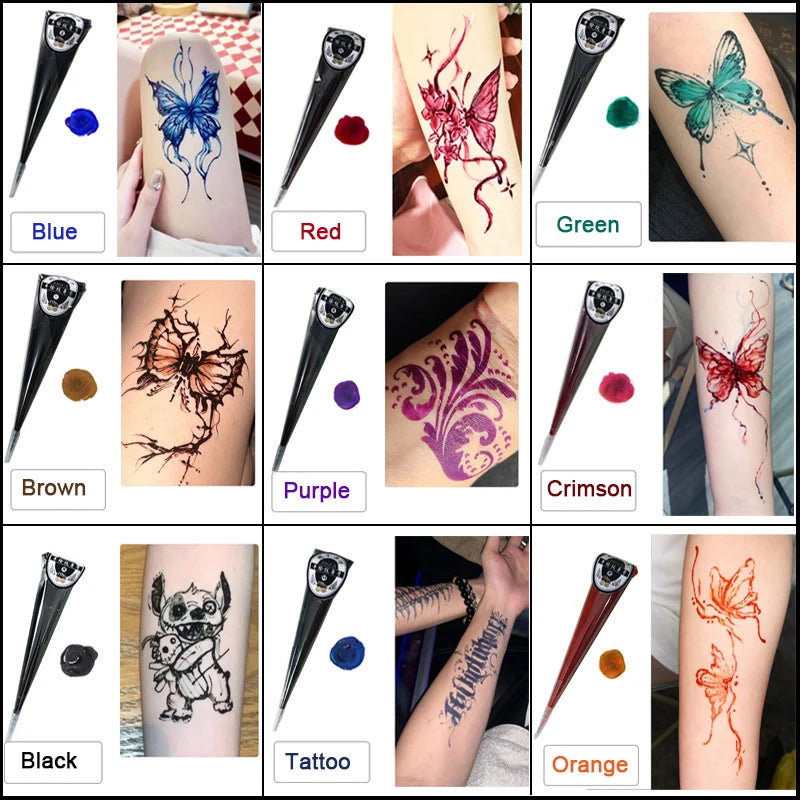Henna Temporary Tattoo Cone | Brown Waterproof Body Art Henna Body Art Cone QXL