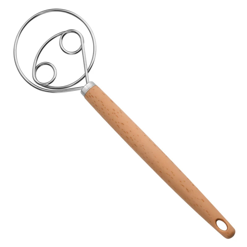 10-Inch Danish Dough Whisk | Stainless Steel & Wood Handle Dough Whisk QXL 1pc