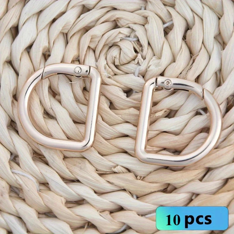 Spring-Loaded D-Ring Clasp for Handbags | Metal Alloy Hook Bag Hardware Clasp QXL Light Golden
