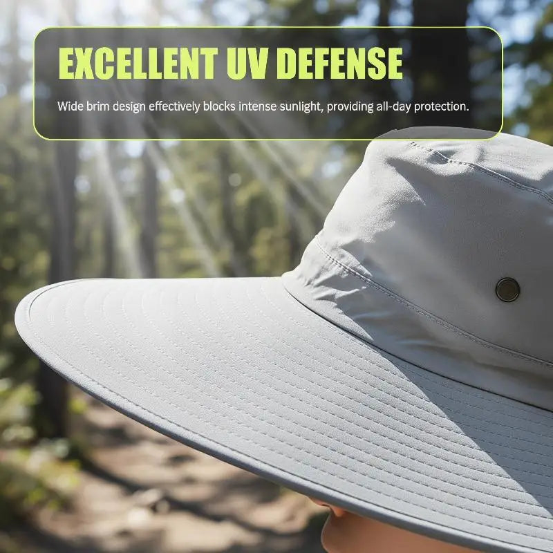 Large Brim UV Sun Hat | Foldable Detachable Mesh Fishing Cap Wide Brim Sun Hat QXL