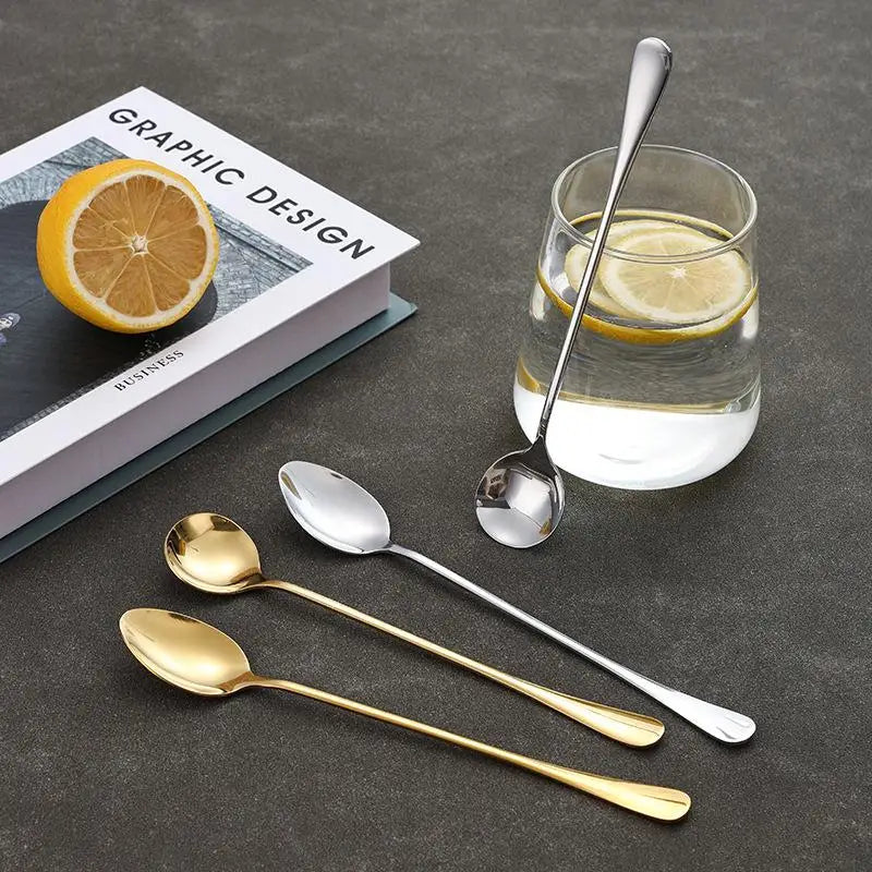 6-Pack Long Handle Stainless Steel Coffee & Dessert Spoons Dessert Spoon Set QXL