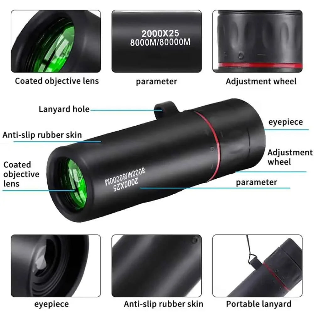 HD Monocular Telescope 25mm + Phone Holder | Portable Monocular Telescope QXL