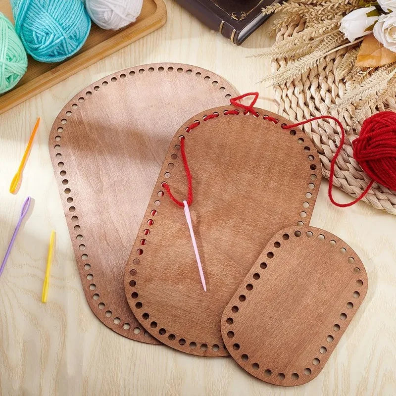 Oval Wooden Crochet Basket Base Set – 3 Sizes for DIY Craft DIY Craft Base QXL