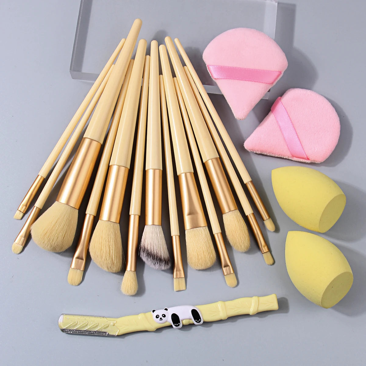 KOSSHOW 18-Pc Yellow Makeup Brush Set | Beginner Kit Makeup Brush Set QXL