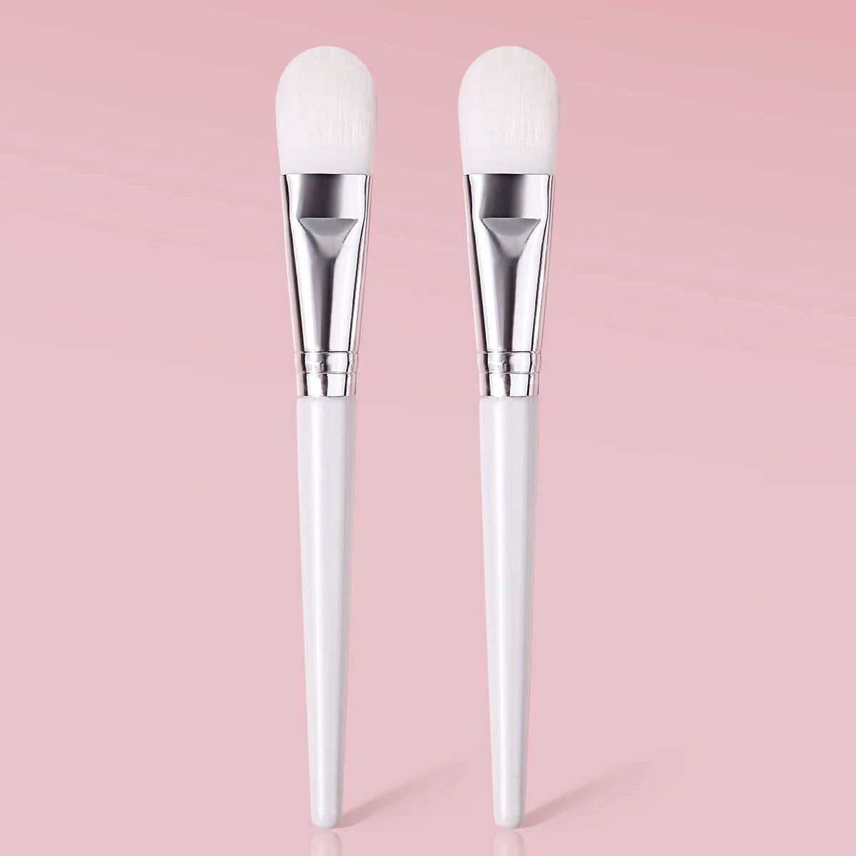 KOSSHOW 2-Pack Foundation Brush Set | Wood Handle, Nylon Foundation Brush Set QXL WHITE