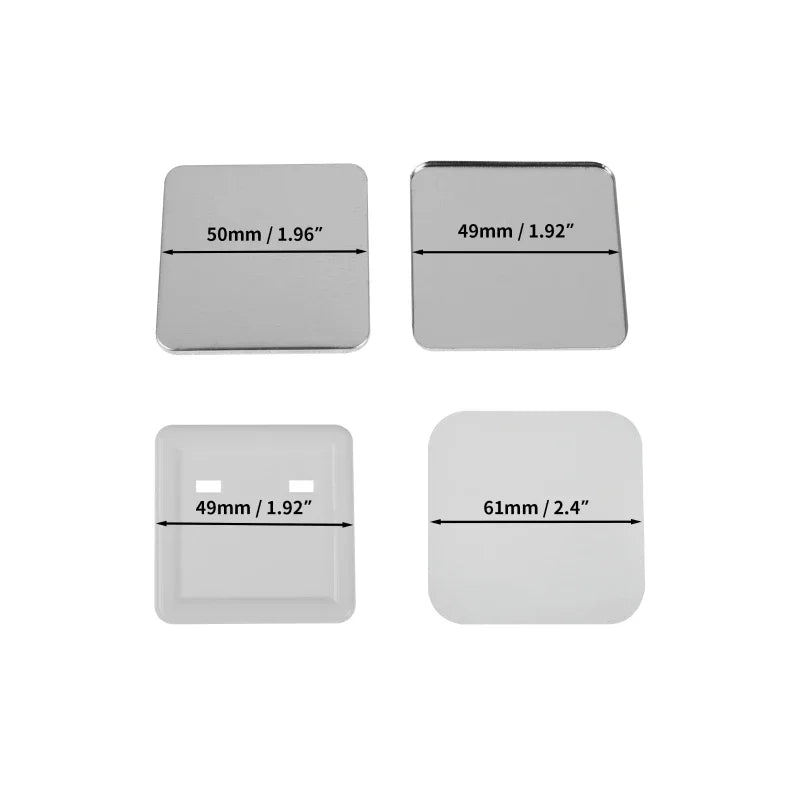 100-Pack 50mm Square DIY Fridge Magnet Badge Button Parts Set DIY Badge Making Kit QXL