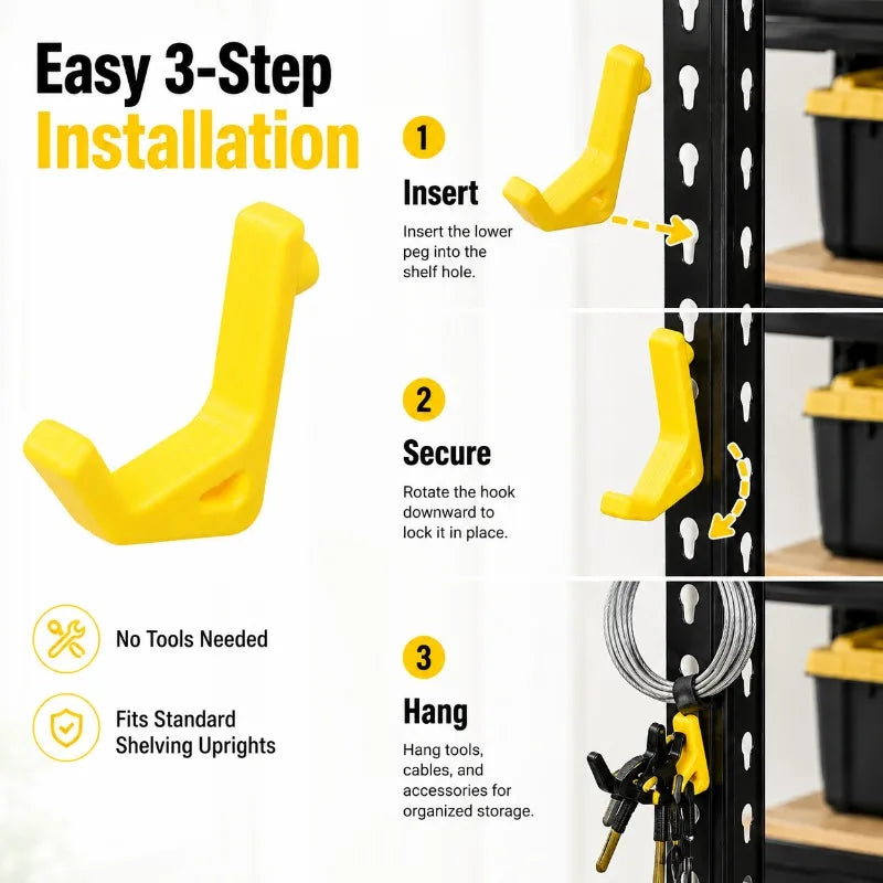 Universal Shelving Hooks 10.3mm | Garage Storage 5–20 Pack Shelving Storage Hooks QXL