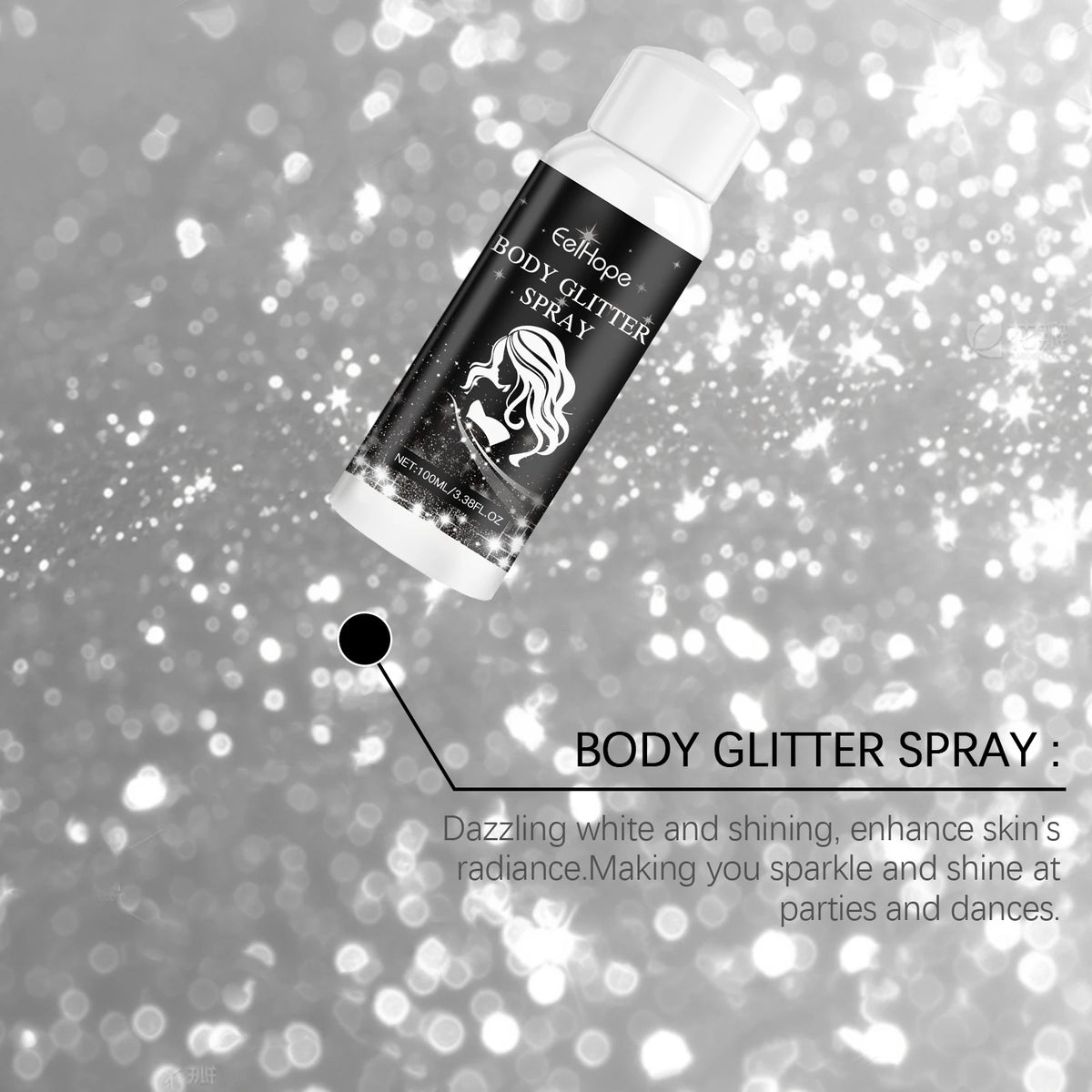 Eelhope Body & Face Glitter Spray | Shimmer Highlighter 100ml Body Glitter Spray QXL