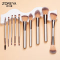 Zoreya 10-Piece Champagne Makeup Brush Set | Face & Eye Makeup Brush Set QXL Champagne