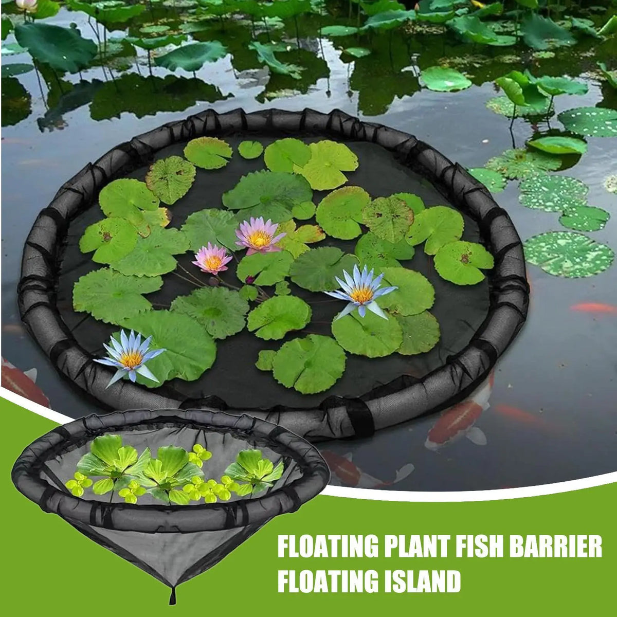 17.7" Floating Island Pond Planter | Fine Mesh Plant Protector Floating Pond Planter QXL
