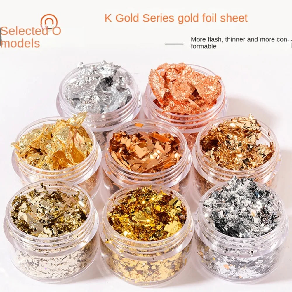Gold Silver Foil Nail Art Sequins | Irregular Fragment Decoration Nail Art Decoration QXL