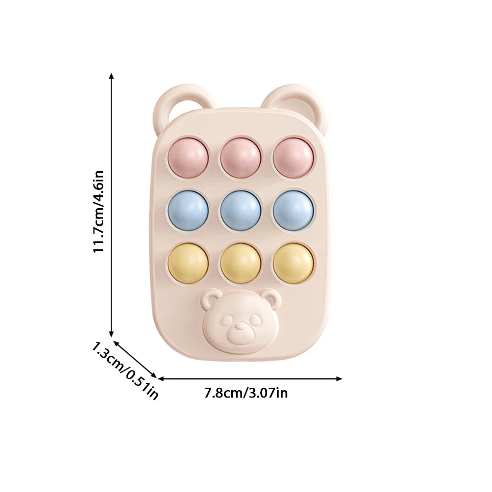 Bear Pop It Fidget Toy | 9-Button Silicone Sensory Toy for Toddlers Silicone Sensory Toy QXL