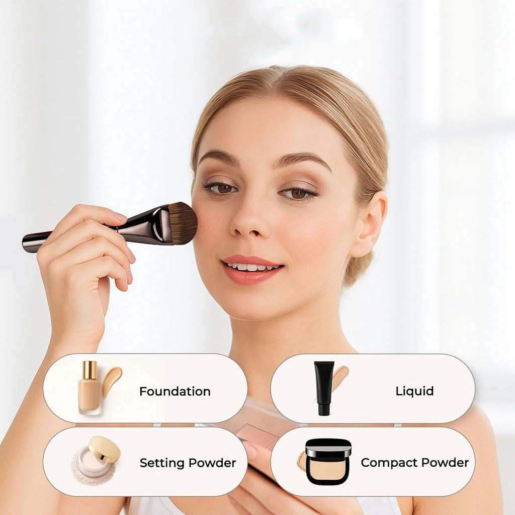 2-Pack Soft Synthetic Foundation, Concealer & Contour Brushes Makeup Brush Set QXL