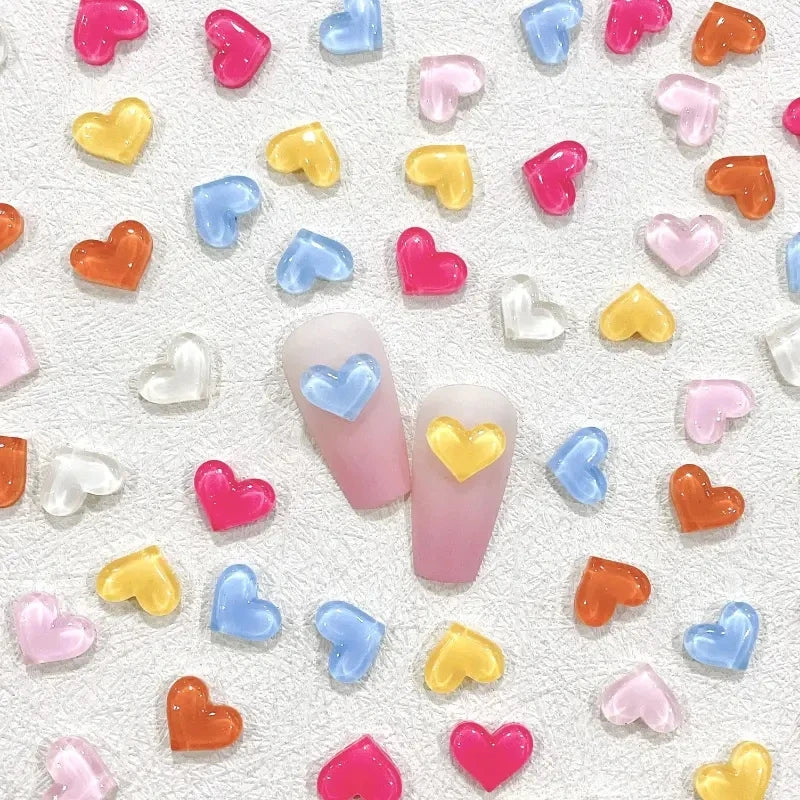 3D Kawaii Heart Resin Nail Art Charms | 10-Pack Mix Styles Nail Art Charms QXL