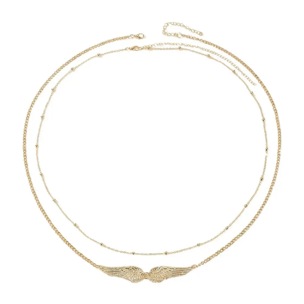 Angel Wing Double Layer Waist Chain – Women's Body Jewelry Body Waist Chain QXL Gold