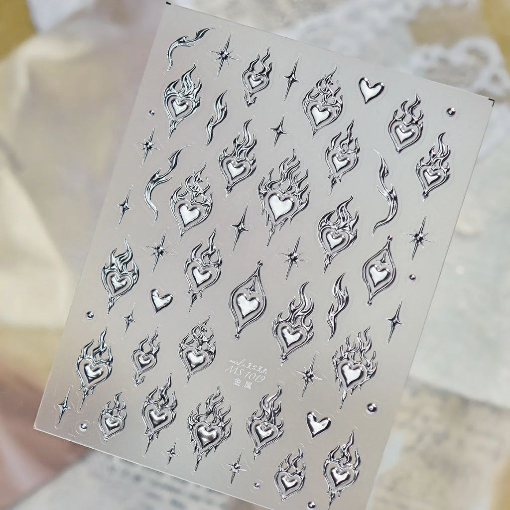 5D Nail Stickers – Vintage Key Heart Butterfly Retro Decals Nail Art Stickers QXL MS1019