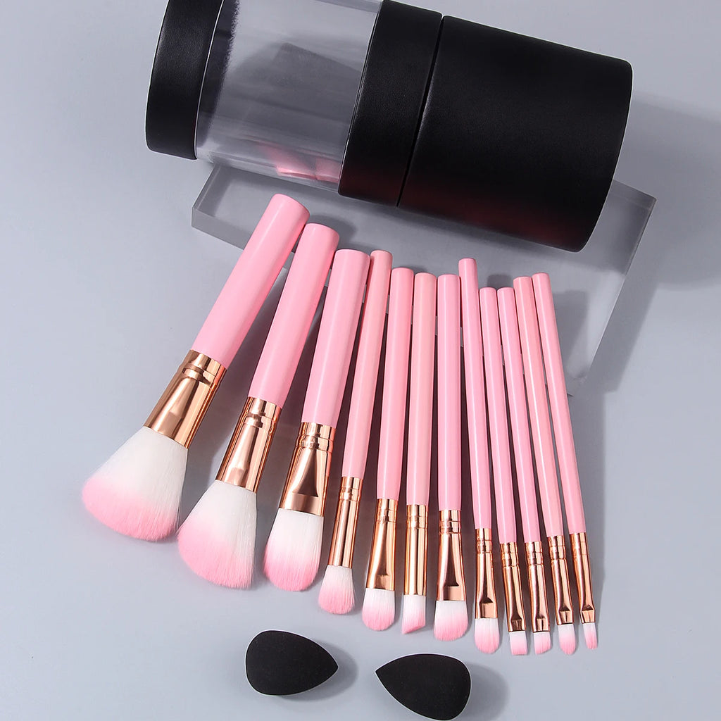 KOSSHOW 15-Pc Makeup Brush Set with Storage Case & Sponges Makeup Brush Set QXL