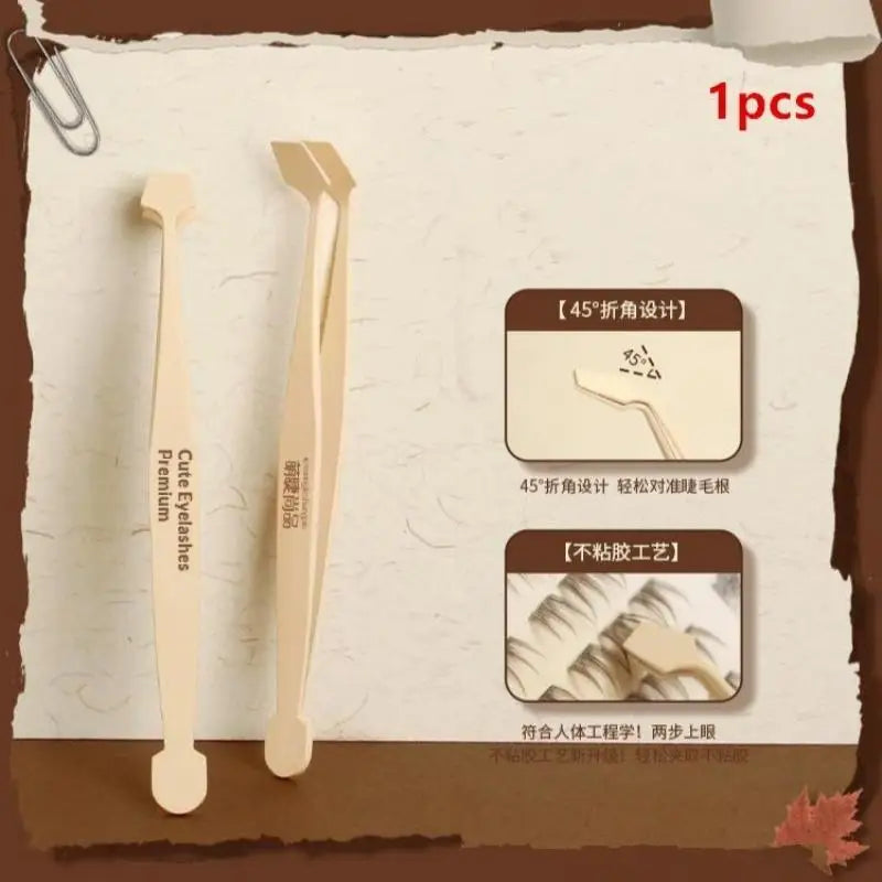 Curved Anti-Stick Eyelash Tweezers | 45° Stainless Steel Eyelash Tweezers QXL White