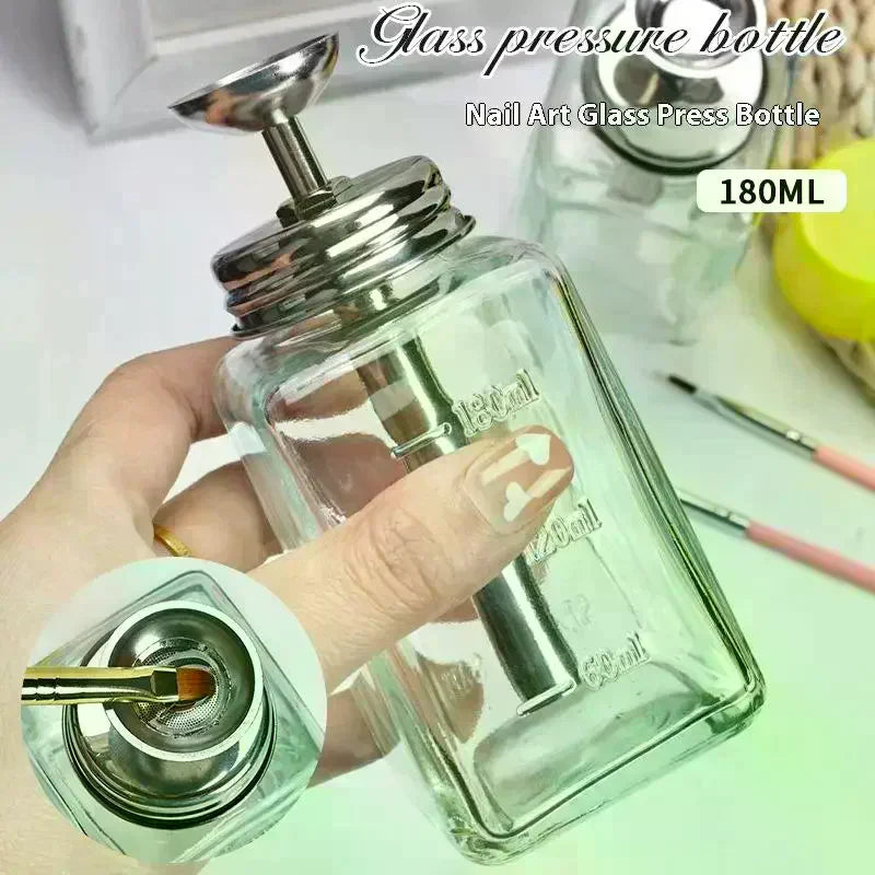 100ml Refillable Glass Nail Pump Dispenser Bottle | Press Top Nail Pump Dispenser QXL