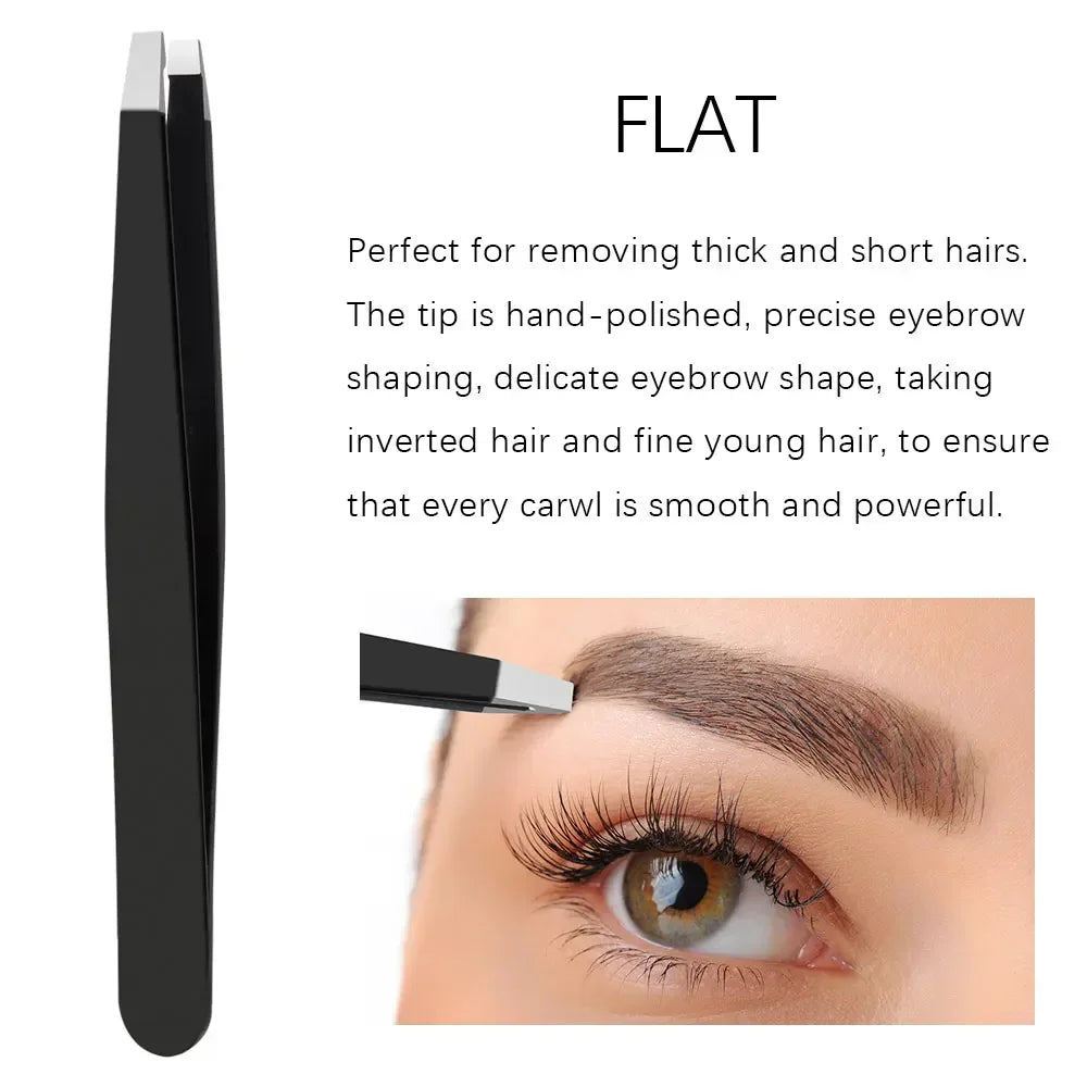 4-Piece Stainless Steel Eyebrow Tweezers Set – 4 Tip Types Eyebrow Tweezers Set QXL