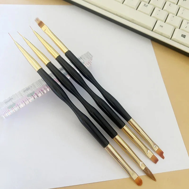 4-Pack Dual-Ended Nail Art Brushes | Liner & Gel Polish Set Nail Art Brush Set QXL