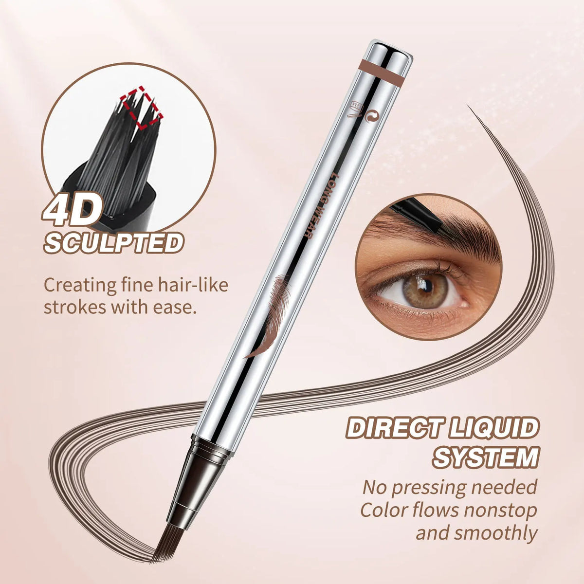 4-Fork Liquid Eyebrow Pen | Waterproof Microblading Brow Tattoo Liquid Eyebrow Pen QXL