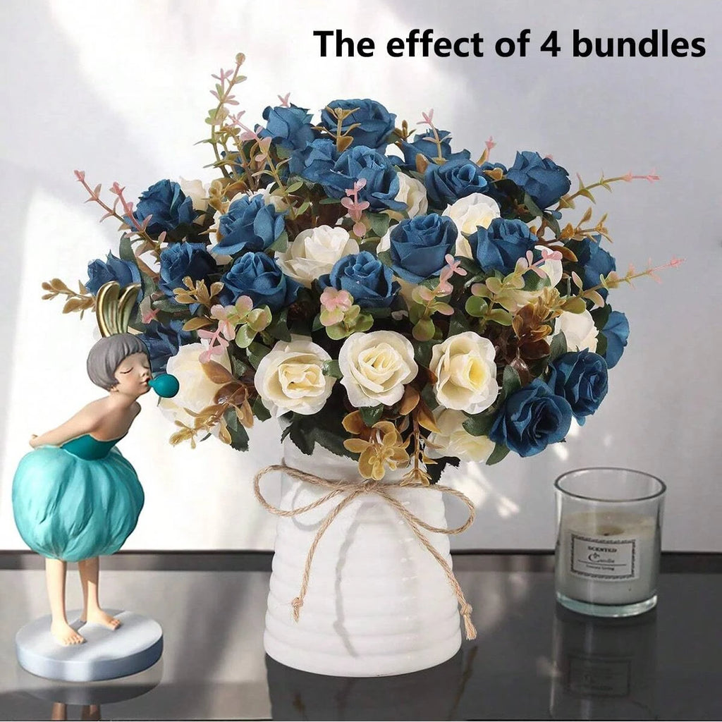 Silk Rose Artificial Flower Bundle | Wedding & Home Décor Artificial Silk Flower QXL Royal Blue 1pc