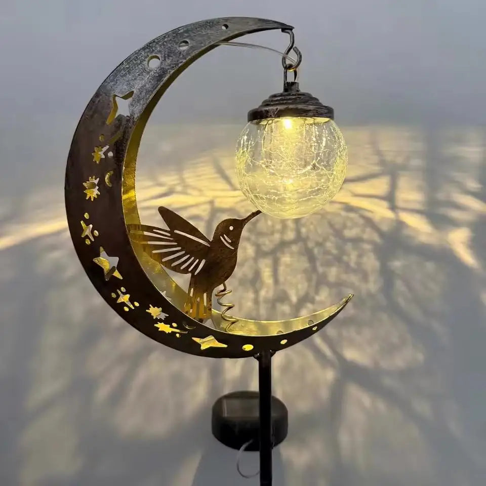 Solar Hummingbird Moon Garden Stake Light | Outdoor Decor Solar Garden Stake QXL