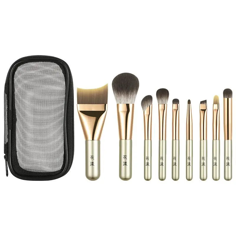 9-Pc Mini Portable Makeup Brush Set | Soft Animal Hair Brushes Makeup Brush Set QXL