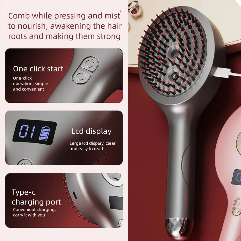 Electric Spray Massage Comb | Vibration & Red Light Hair Care Electric Spray Comb QXL