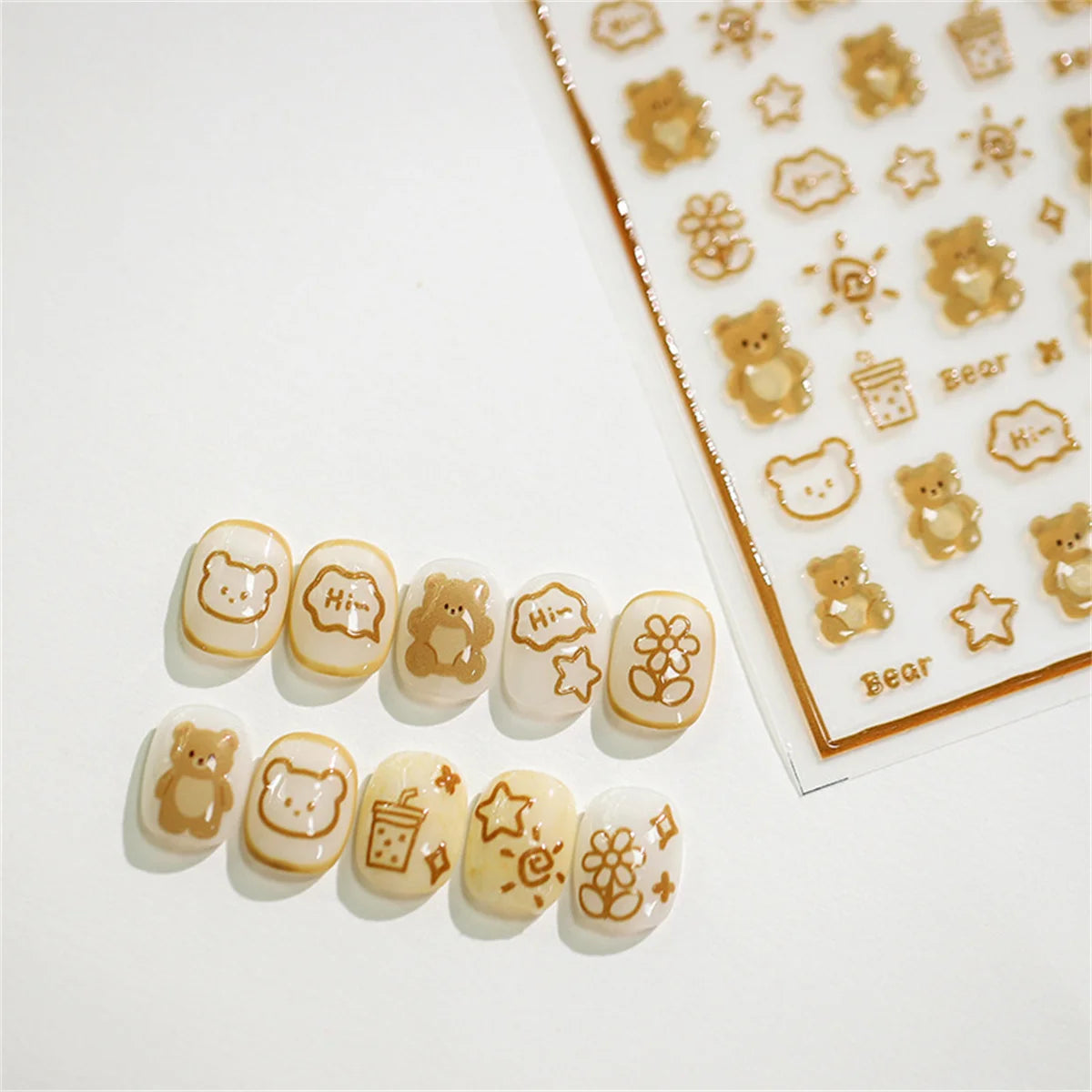 5D Kawaii Jelly Bear Nail Art Stickers | Self-Adhesive Decals Nail Art Stickers QXL