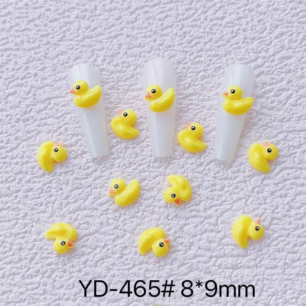 3D Yellow Duck Nail Charms 10-Pack | Kawaii DIY Nail Art Nail Art Charms QXL