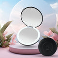 Mini LED Lighted Compact Makeup Mirror – Foldable Portable LED Compact Mirror QXL 1Pcs Black