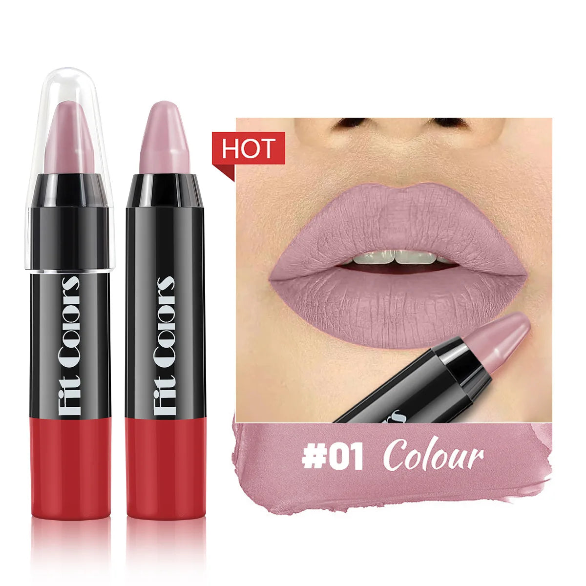 Fit Colors Velvet Matte Lip Liner Crayon | Waterproof Pencil Lip Liner Pencil QXL 01 2g Full Size