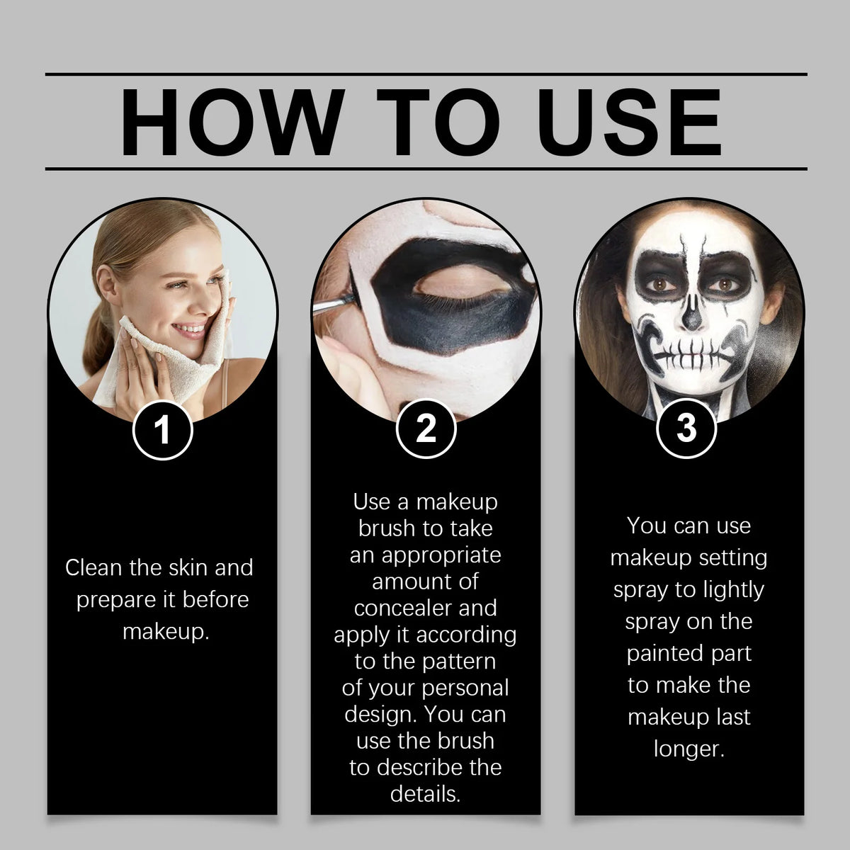 Halloween Face & Body Paint Set White & Black | Eelhope Face & Body Paint QXL