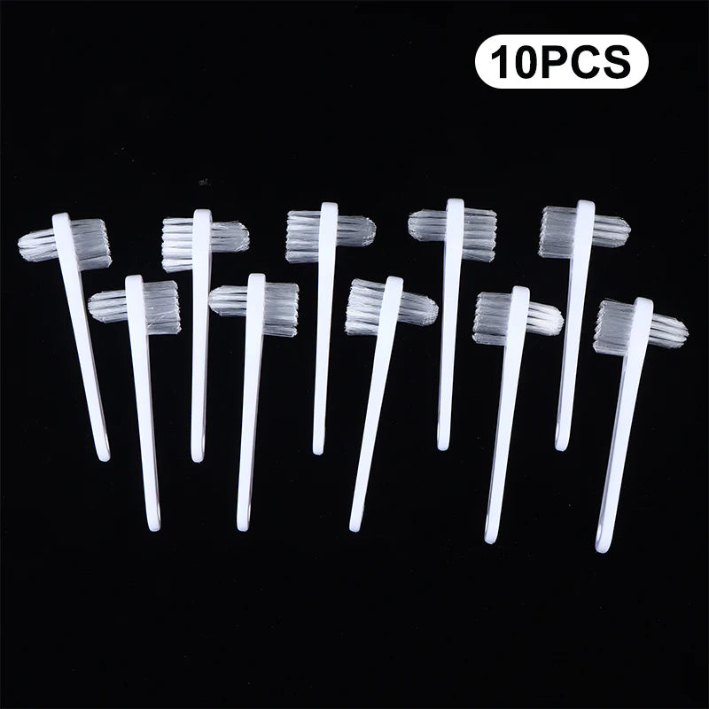 10-Pack Double-Sided Denture & Retainer Cleaning Brush Set Denture Cleaning Brush QXL White
